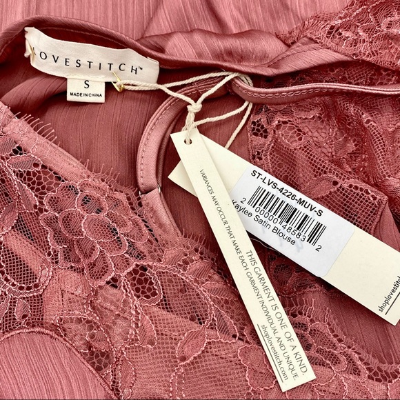 NWT Love Stitch Kaylee Satin Blouse Vintage Rose S - Picture 12 of 15